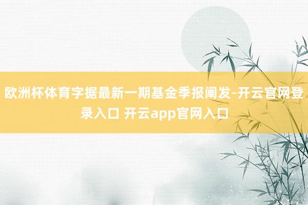 欧洲杯体育字据最新一期基金季报阐发-开云官网登录入口 开云app官网入口