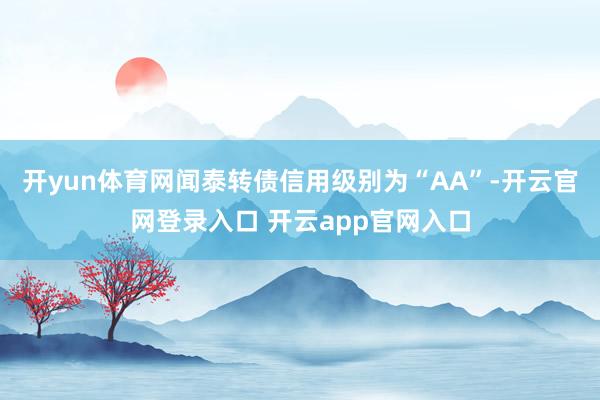 开yun体育网闻泰转债信用级别为“AA”-开云官网登录入口 开云app官网入口