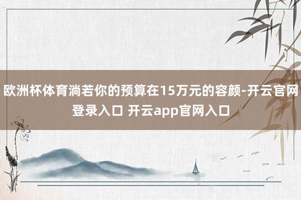 欧洲杯体育淌若你的预算在15万元的容颜-开云官网登录入口 开云app官网入口