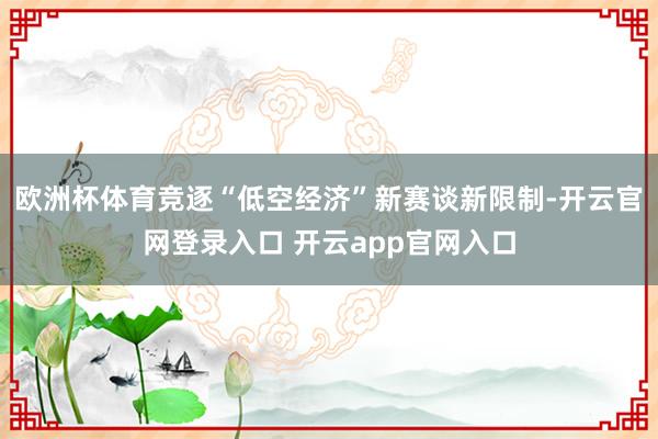 欧洲杯体育竞逐“低空经济”新赛谈新限制-开云官网登录入口 开云app官网入口