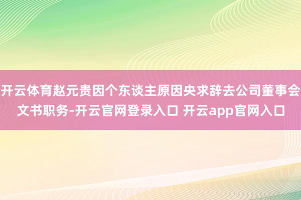 开云体育赵元贵因个东谈主原因央求辞去公司董事会文书职务-开云官网登录入口 开云app官网入口