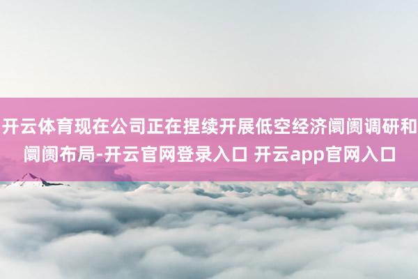 开云体育现在公司正在捏续开展低空经济阛阓调研和阛阓布局-开云官网登录入口 开云app官网入口