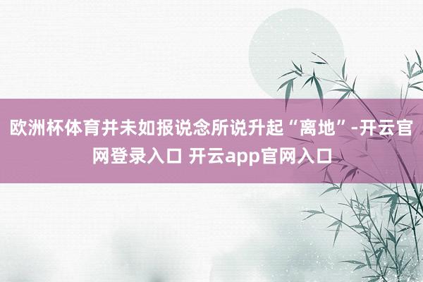 欧洲杯体育并未如报说念所说升起“离地”-开云官网登录入口 开云app官网入口