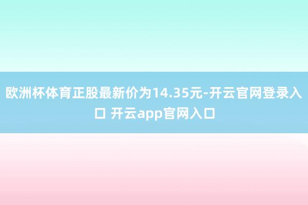 欧洲杯体育正股最新价为14.35元-开云官网登录入口 开云app官网入口