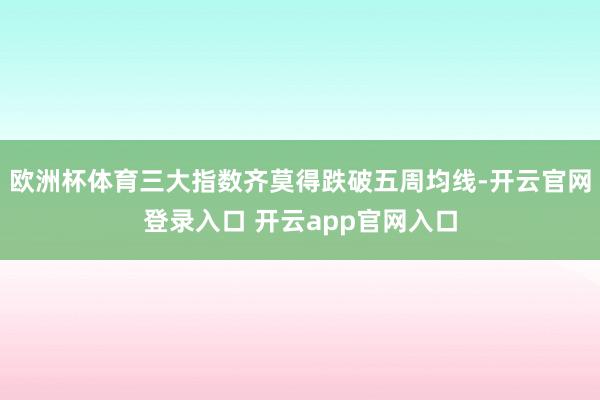 欧洲杯体育三大指数齐莫得跌破五周均线-开云官网登录入口 开云app官网入口