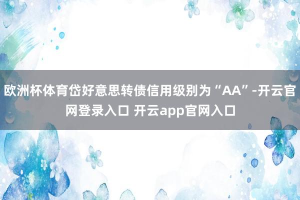 欧洲杯体育岱好意思转债信用级别为“AA”-开云官网登录入口 开云app官网入口