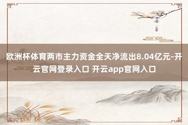 欧洲杯体育两市主力资金全天净流出8.04亿元-开云官网登录入口 开云app官网入口