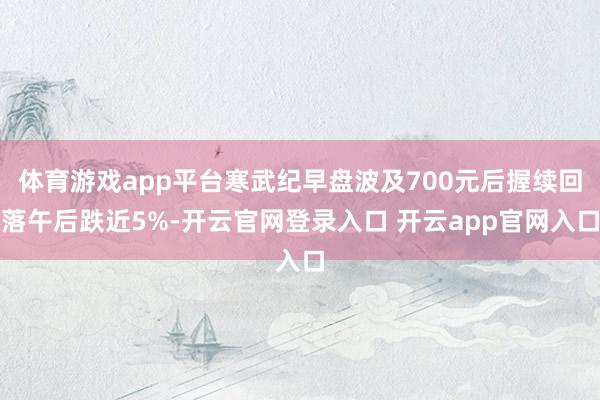 体育游戏app平台寒武纪早盘波及700元后握续回落午后跌近5%-开云官网登录入口 开云app官网入口