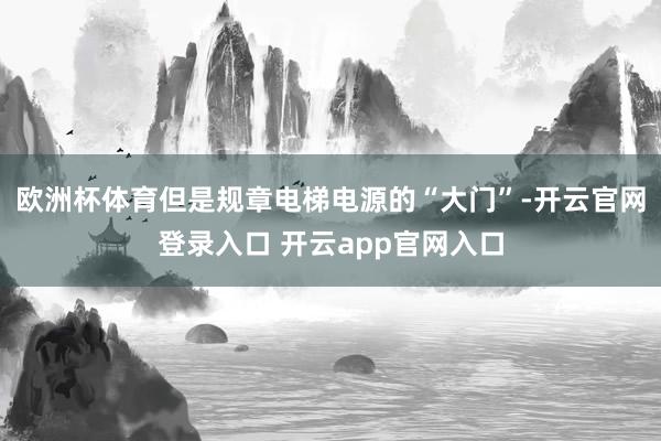 欧洲杯体育但是规章电梯电源的“大门”-开云官网登录入口 开云app官网入口