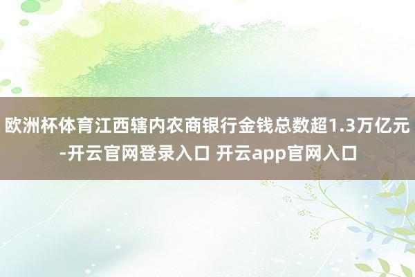欧洲杯体育江西辖内农商银行金钱总数超1.3万亿元-开云官网登录入口 开云app官网入口