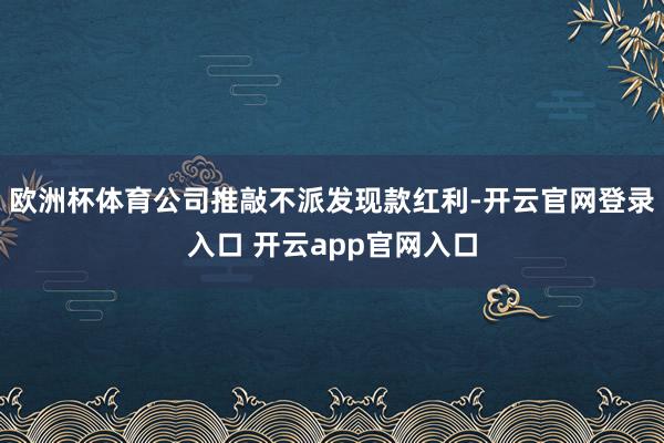 欧洲杯体育公司推敲不派发现款红利-开云官网登录入口 开云app官网入口