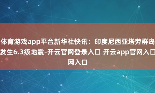 体育游戏app平台新华社快讯：印度尼西亚塔劳群岛发生6.3级地震-开云官网登录入口 开云app官网入口